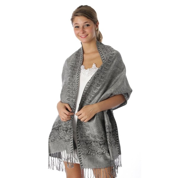 Pashmina Border Pattern (22 Colors Available) - Deep Silver Grey ...
