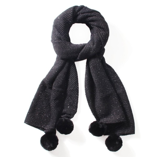 LOUISE&FIONA Plain Colors Cashmere Feel Long and Thick Wool Scarf Wrap Shawl - Black - CL187EH4A8W