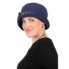 Fleece Hat for Women Cloche Cancer Headwear Warm Winter Chemo Cap Dressy Bow - Navy - C8187EM4U00