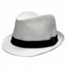 City Hunter Pms370 Pamoa Plain Straw with Cotton Band Straw Fedora (3 Colors) - White - CK11DQT3K8N