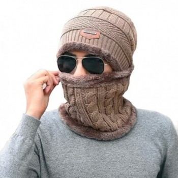 Han shan Winter Mens Knit Hat and Ladies Knit Hat + Scarf- Winter Lovers Hat - Light Brown - CI188D647L4
