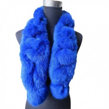 Real Whole Rabbit Fur Scarf Warm Wearing Convenient Multiple Color Options - Sapphire Blue - CW185X9Q4ZZ