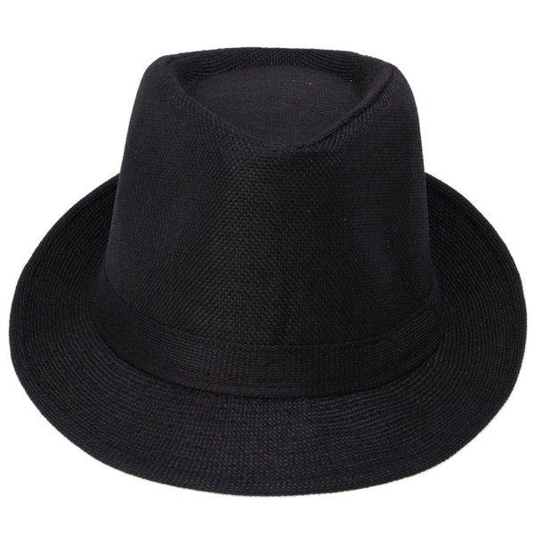 Fedoras Gangster Summer Hat Jazz Caps Black - CN11KYC36UR
