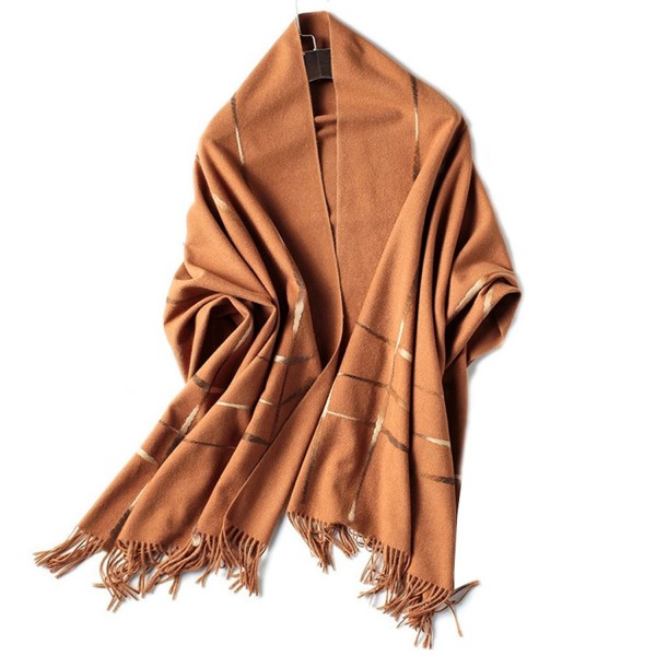Women's Pashmina Long Scarf Lady Cashmere Shawls Wool Wraps Thick Soft Winter Warps - Brown - CN188X4X47U