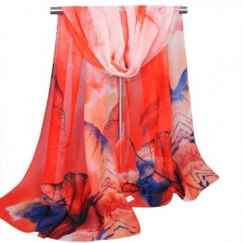 LEERYA Fashion New Lady Women's Long Soft Wrap Lady Shawl Silk Chiffon Scarf Scarves - Watermelon Red - CK12LW8BVIF