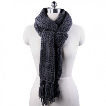 GYSEASON Winter Scarf Men Women Tassel Unisex Acrylic Knitted Warm Dark Grey - CO1855GWQ3N