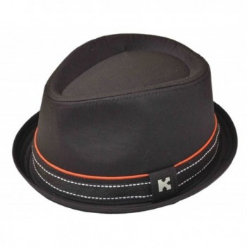 K Men's Upturn Diamond Crown Pork Pie Cotton Fedora Black - CB126HUQFL1