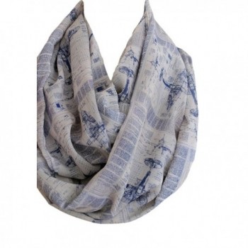 Etwoa's Airplane Themed Infinity Scarf Blue Print Scarf Circle Scarf - CP12N8VVKDX