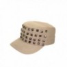 Adjustable Cotton Military Style Studded Front Army Cap Cadet Hat - Diff Colors Avail - Khaki - C911KUTXO5V