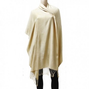 AN Womens Pashmina Shawl Scarf with Tassels Silk Soft Fashion Accessory - Champagne Gold - CJ1206OGXL1