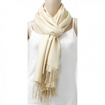 Womens Champagne Solid Pashmina Tassels