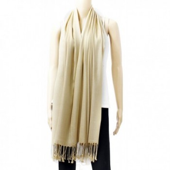 Womens Champagne Solid Pashmina Tassels in Cold Weather Scarves & Wraps