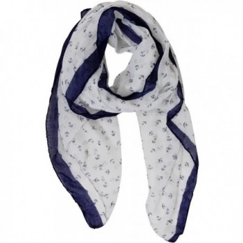 PANZ Navy Anchor Scarf White