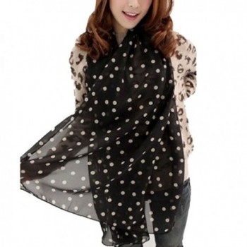 TONSEE Stylish Chiffon Scarf Polka Dot Shawl Scarve for Women - Black - CP12MY737OY