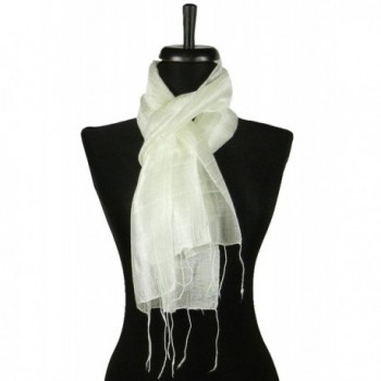 Thai Natural White Hand Craft Pure Raw Silk Fabric Scarf Small Shawl Thailand - CN11EG7Q06D