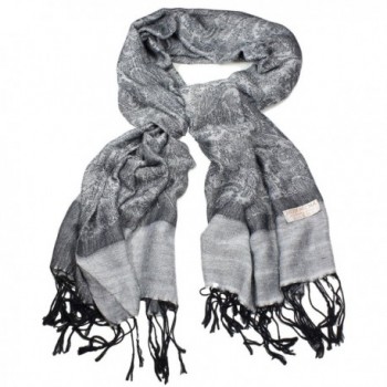 Women's Soft Pashmina and Silk Scarf Shawl Wrap by bogo Brands - Gray Paisley - C812O78EEXO