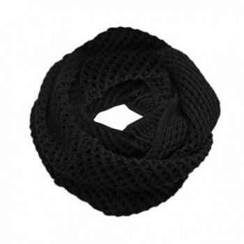 Unisex Hollow Out Knitted Circle Scarf - Black - C111DO510ZJ