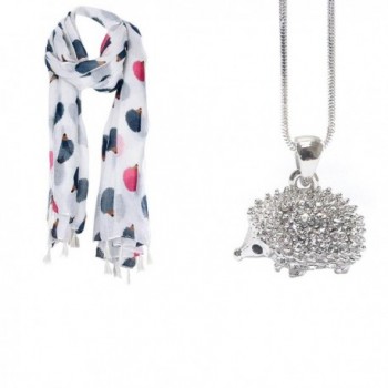 Lola Bella Gifts Hedgehog Lovers Scarf and Necklace Bundle - CB186QGRGR6