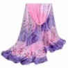 Women Rose Pattern Chiffon Elegant Scarves Vovotrade - Pink - CM128N6CWWD