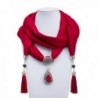 Ysiop Polyester Scarf Necklace Bohemia Tassel Pendant for Women - Wine Red Drop - CU12O3C6MUE