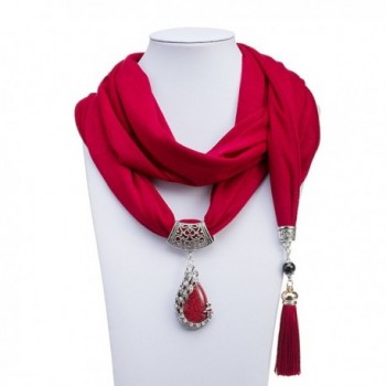 Ysiop Jewelry Necklace Wine Red in Fashion Scarves