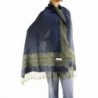 Falari Women's Woven Reversible Pashmina Shawl Wrap Scarf 80" x 27" - Navy - CF11O582SU5