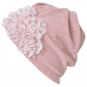 Casualbox Charm Womens Flower Headband Neck Warmer Beanie Hat 3 Way Summer Winter Retro Ladies - Pink - CM17Z78GL6W