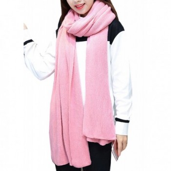 Wander Agio Womens Warm Winter Infinity Scarves Set Blanket Scarf Pure Color - Pink - C018648LGTS