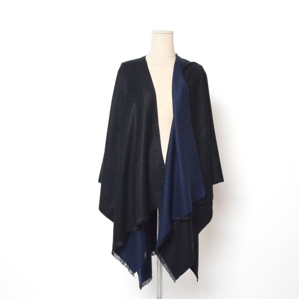 BYSUMMER Womens 100% Viscose Scarf Wrap Shwal Cape Poncho - Black/navy - CC12NGBZ003