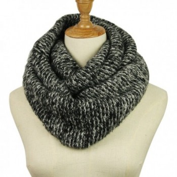 Knitted Infinity Scarf Winter Thick Warm Wrap Women Scarf Fashion Circle Loop Scarves - Black White - CV188NQAIM5