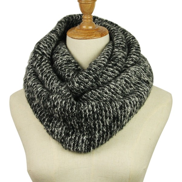 Knitted Infinity Scarf Winter Thick Warm Wrap Women Scarf Fashion Circle Loop Scarves - Black White - CV188NQAIM5