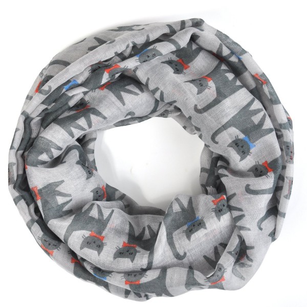 Lo Shokim Women/Girl Scarf Lovely Cat Pattern Winter Warmer Softer Scarf Wrap Shawl - Gray - CA187YQ9TK2