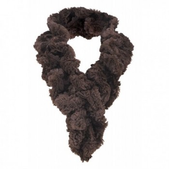 Women's Faux Fur Scarf - Scrunchie Loop Neck Wrap - Brown - C7187U762YY