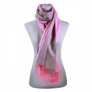 Women Pure color Scarf Authentic Cashmere Super Soft and Warm Wrap Shawl Scarf - Gray&pink - CX1872I4E3G