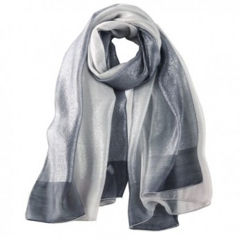 STORY OF SHANGHAI Women's Gradient Scarf Large Silk and Wool Shawls with Silver - Km02 - C4184DZ6QNA