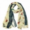 Wrapables Soft Viscose Bird Print Multi-Style Scarf Wrap Shawl Sarong - Cream - CJ11ATX8Y6B