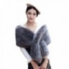 Xoemir 2017 Women Evening Fox Fur Bridal Cape Wedding Shawl Stole Winter Scarves - Style2 Dark Grey - C218957TTRC