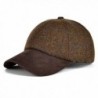 VOBOOM Men's Wool Herringbone Baseball Cap Check Woolen Adjustable Suede Peak - Brown - CI184TZW3QX