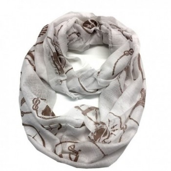 Top Fashionland Premium Soft Nautical Sheer Infinity Scarf - White/brown - CV12N472O9O