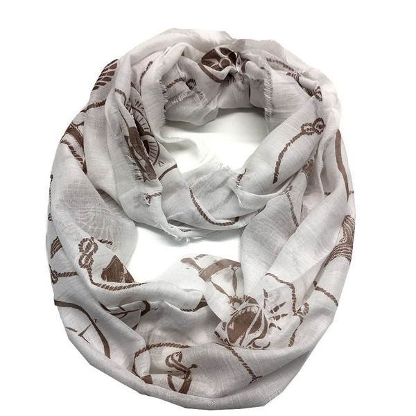 Top Fashionland Premium Soft Nautical Sheer Infinity Scarf - White/brown - CV12N472O9O