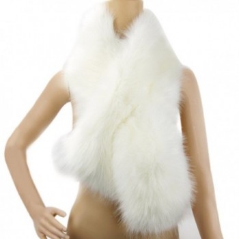 Dikoaina Women's Winter Fake Faux Fur Scarf Wrap Collar Shawl Shrug - White - CG12KBQXPRJ
