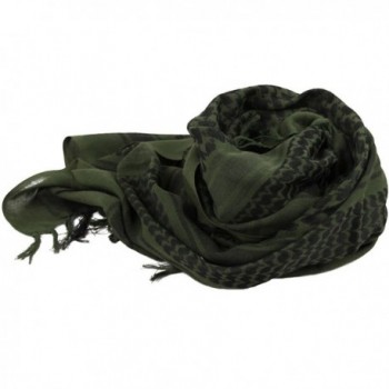 Unisex Arab 100% Cotton Square Neck Shemagh Keffiyeh Palestine Shawl Scarf Wrap - Army Green - CU11R0LOC1R