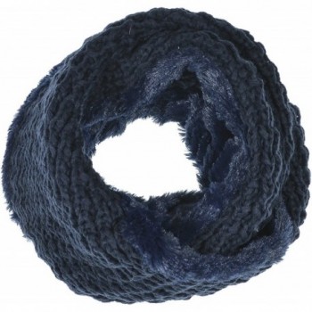 Hand By Hand Aprileo Women's Knitted Faux Fur Infinity Scarf Reversible Fuzzy - Navy. - CF12GUFV4S7