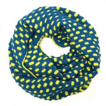 Wrapables Dottie Infinity Acrylic Knit Scarf Circle Scarf- Teal/Yellow - CU11RC6W9DD