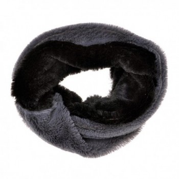 ZLYC Women Fashion Two Tone Stripe Faux Fur Infinity Scarf Winter Accessory - Gray - C0125RKVTNL