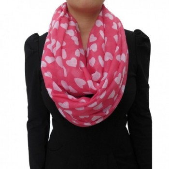 Lina & Lily Loving Hearts Print Infinity Scarf Valentine's Day Gift - Pink&white - CP11SMPGD9T