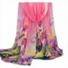 Inkach Fashion Women Flower Ink Style Soft Voile Chiffon Scarves Wrap - Watermelon Red - C712N7XXTJ8