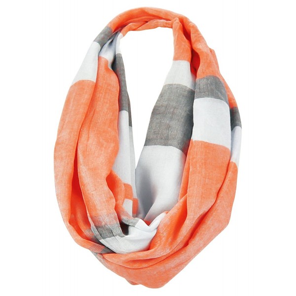 LL Lightweight Soft Colorblock Infinity Circle Scarf Snood Loop - Orange - C812O4E5CWB