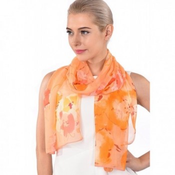 ADVANOVA Ideal Gift for Women 100% Silk Floral Scarf Evening Wrap Wedding Shawl Gift Box - Orange - CX1868ECRTK