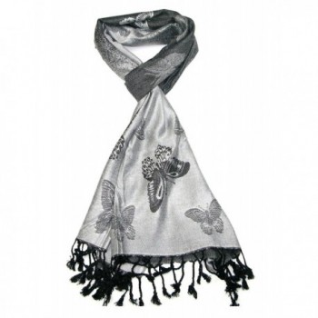 Lovarzi Women's Butterfly Scarf - Butterfly pashmina scarf for ladies - Silver & Black - CY11GRV9H11